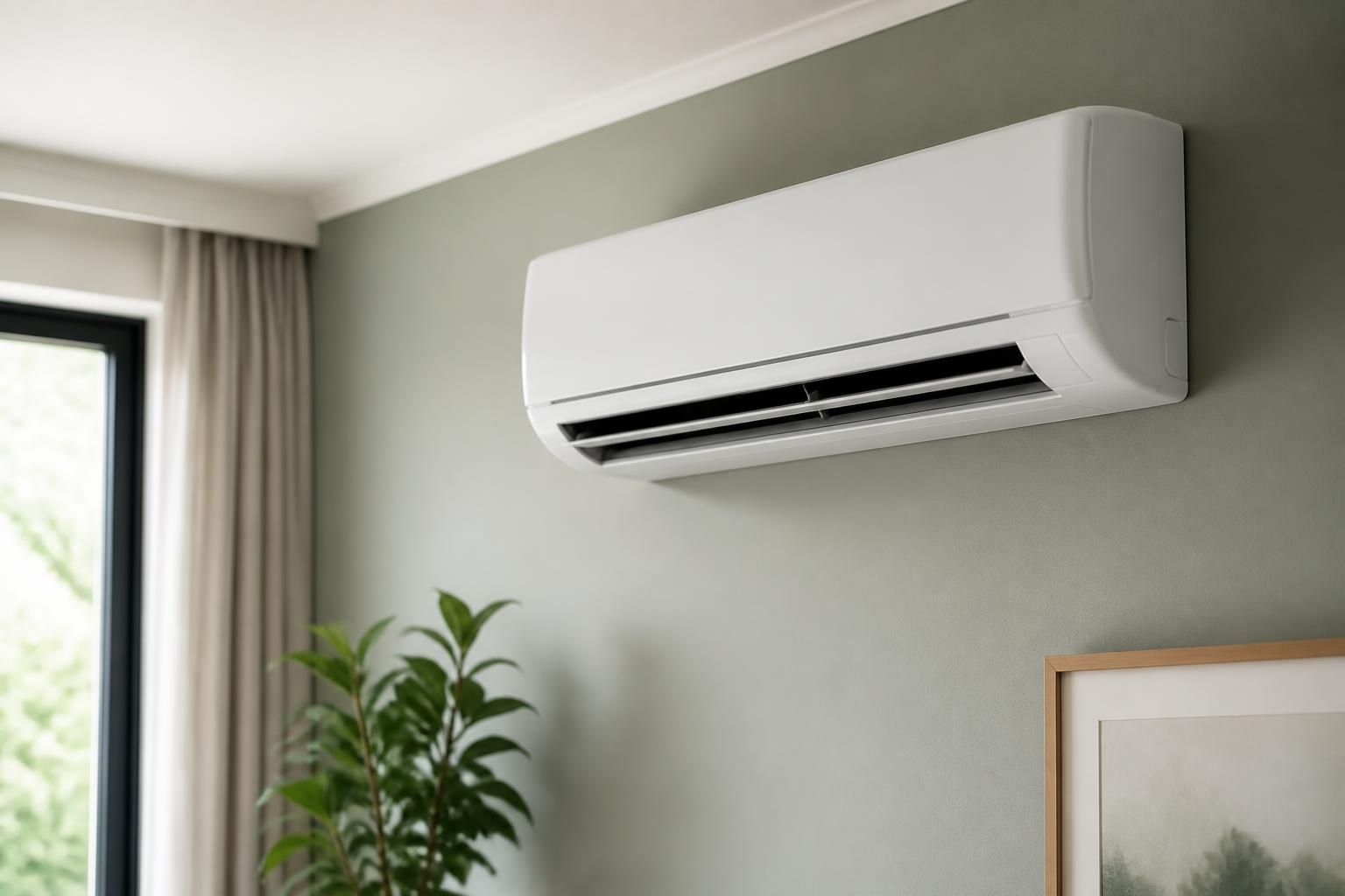 Installed air conditioning unit in a modern interior.