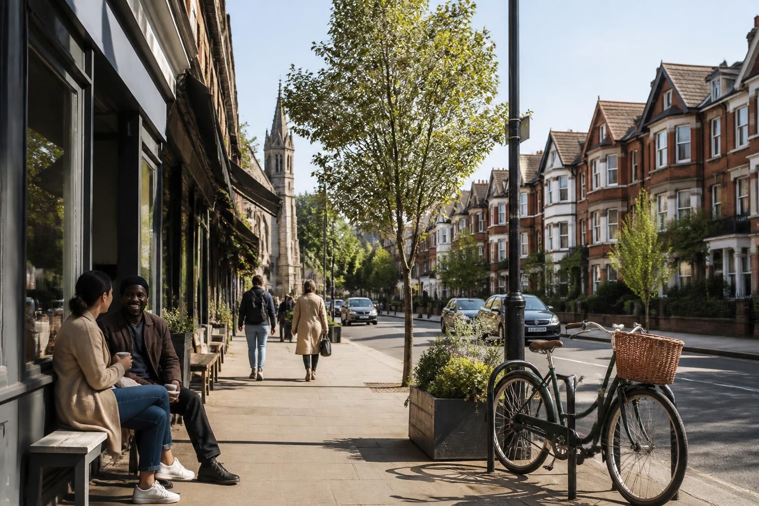 Welcoming Streatham neighborhood with homes and a clean high street.