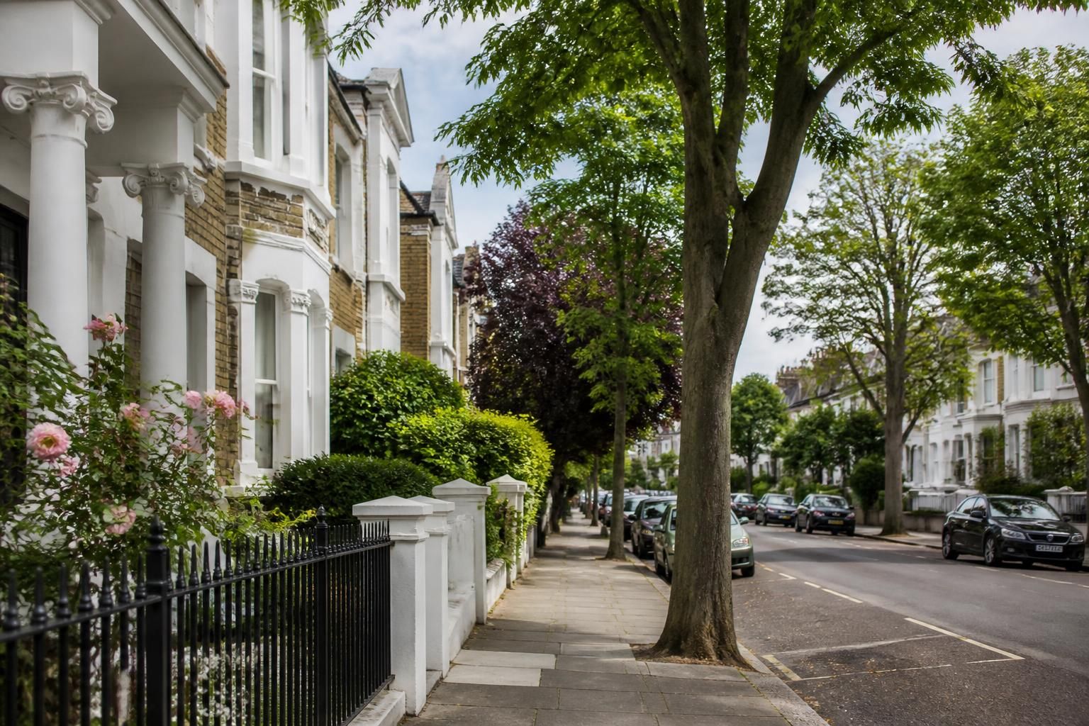 Welcoming Wandsworth street with elegant residential homes.